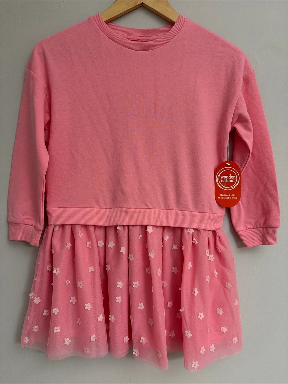 Wonder Nation New! Pink Star Tulle Dress with Long Sleeve Top size 8